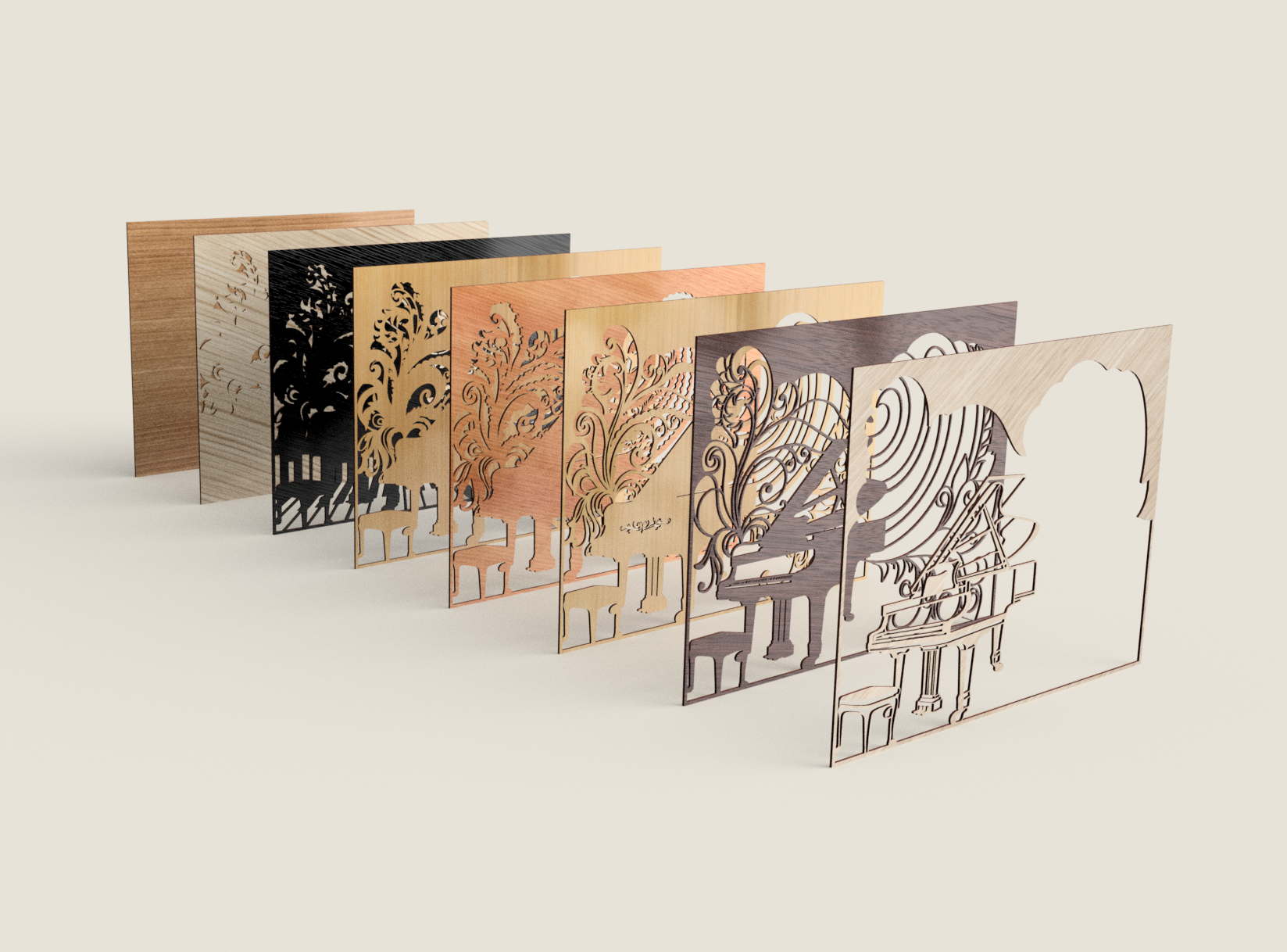 3D Piano Mandala SVG: Baroque Laser Cut Wall Art (Digital Download)