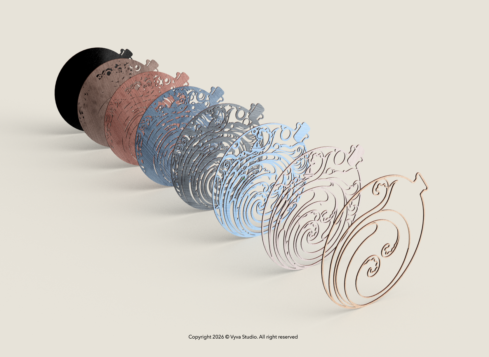 3D Ocean Wave Mandala SVG | Layered Coastal Wall Art | Nautical Ocean Decor
