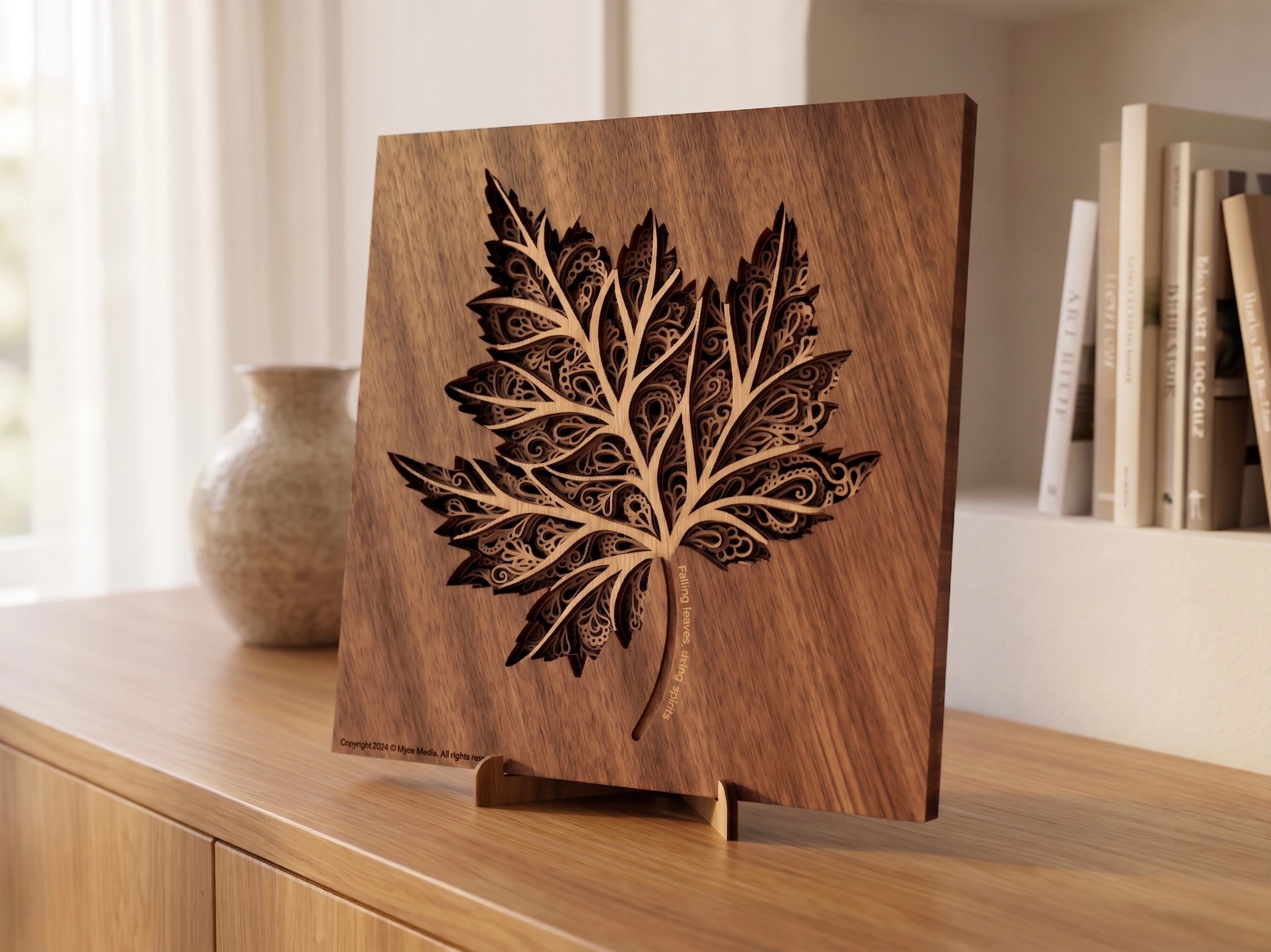 Maple Leaf – 3D Laser Cut Wall Art SVG | Intricate Botanical Leaf Design | Fall Decor Mandala Style | Cricut & CNC File for Laser Cutting