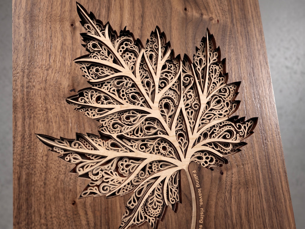 Maple Leaf – 3D Laser Cut Wall Art SVG, Intricate Botanical Leaf Design, Fall Decor Mandala Style - A0017