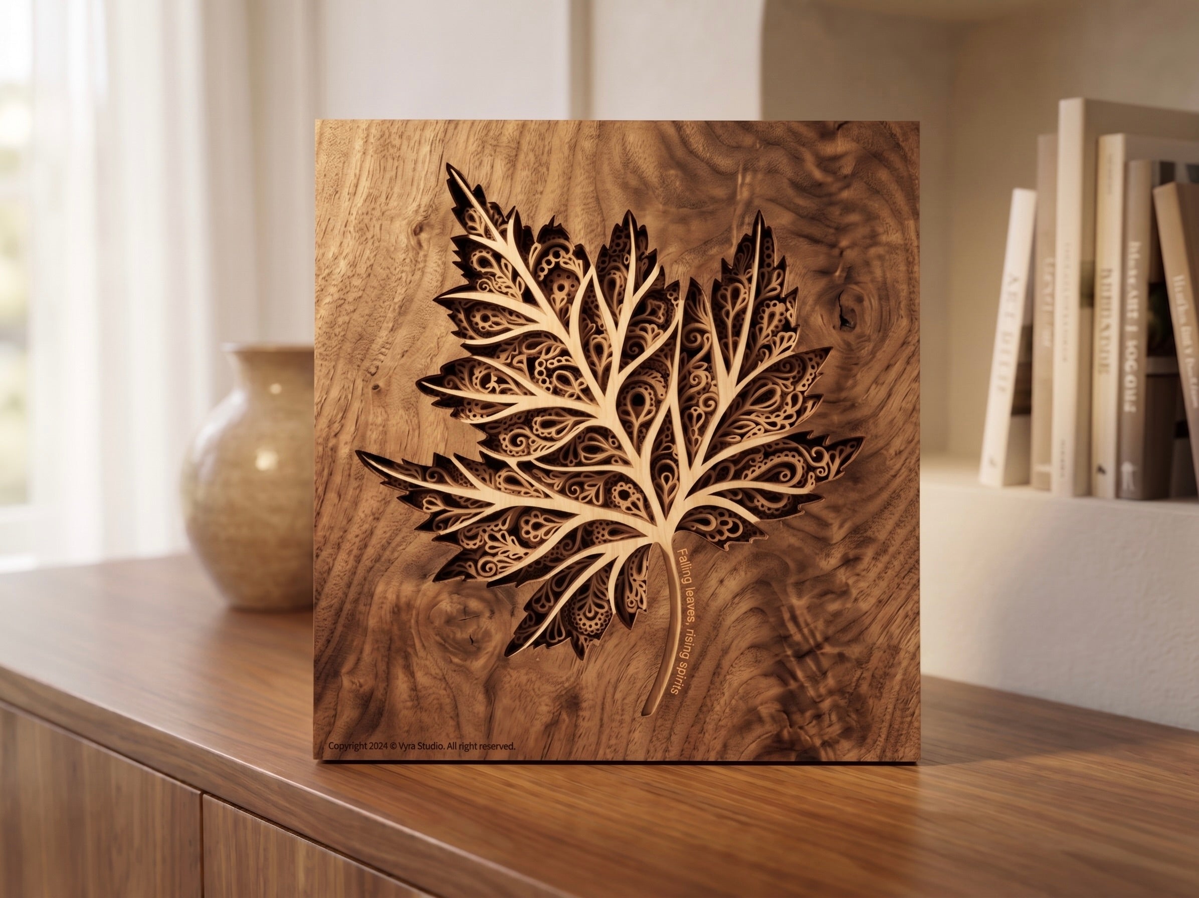 Maple Leaf – 3D Laser Cut Wall Art SVG | Intricate Botanical Leaf Design | Fall Decor Mandala Style | Cricut & CNC File for Laser Cutting