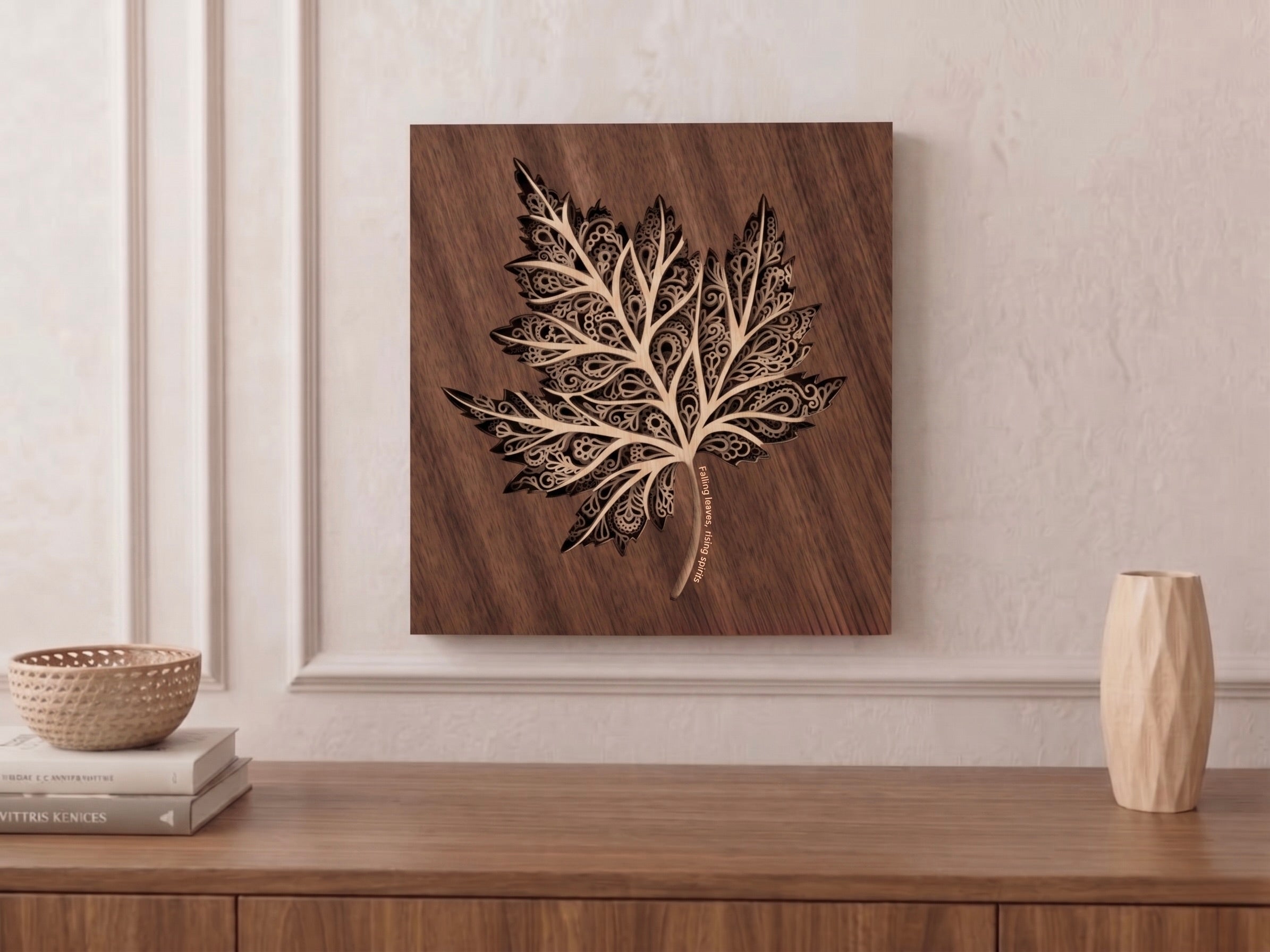 Maple Leaf – 3D Laser Cut Wall Art SVG | Intricate Botanical Leaf Design | Fall Decor Mandala Style | Cricut & CNC File for Laser Cutting