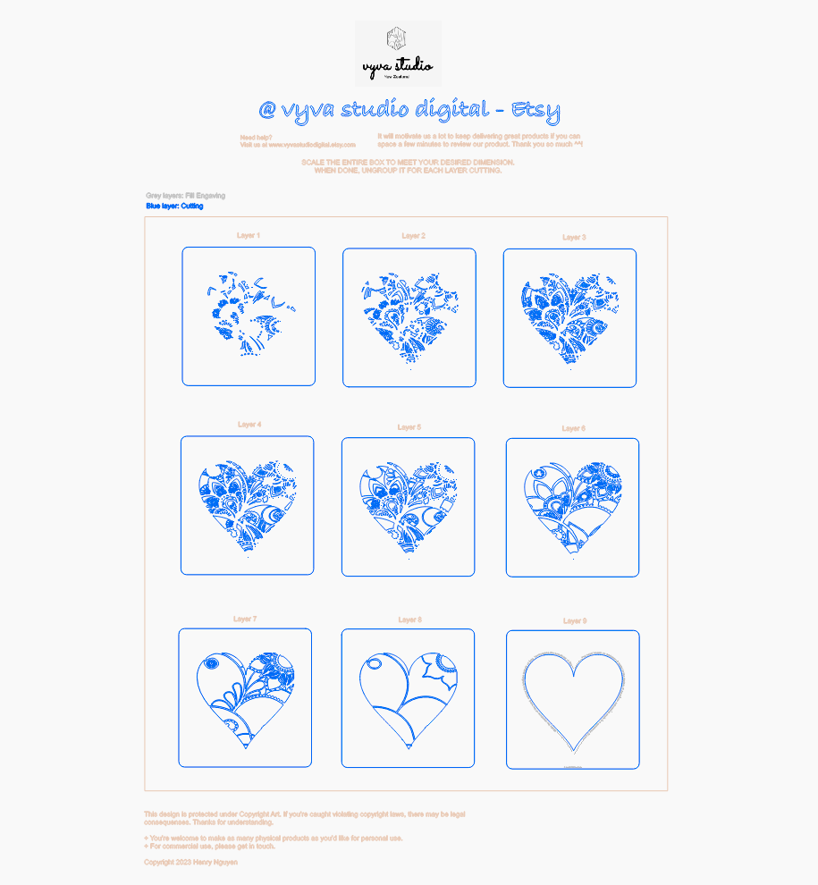 Mandala Heart Svg, 3D Multilayer Laser Cut File, Wood Wall Art, Zen, Vintage Style, Cricut, Glowforge Ready, Instant Digital Download