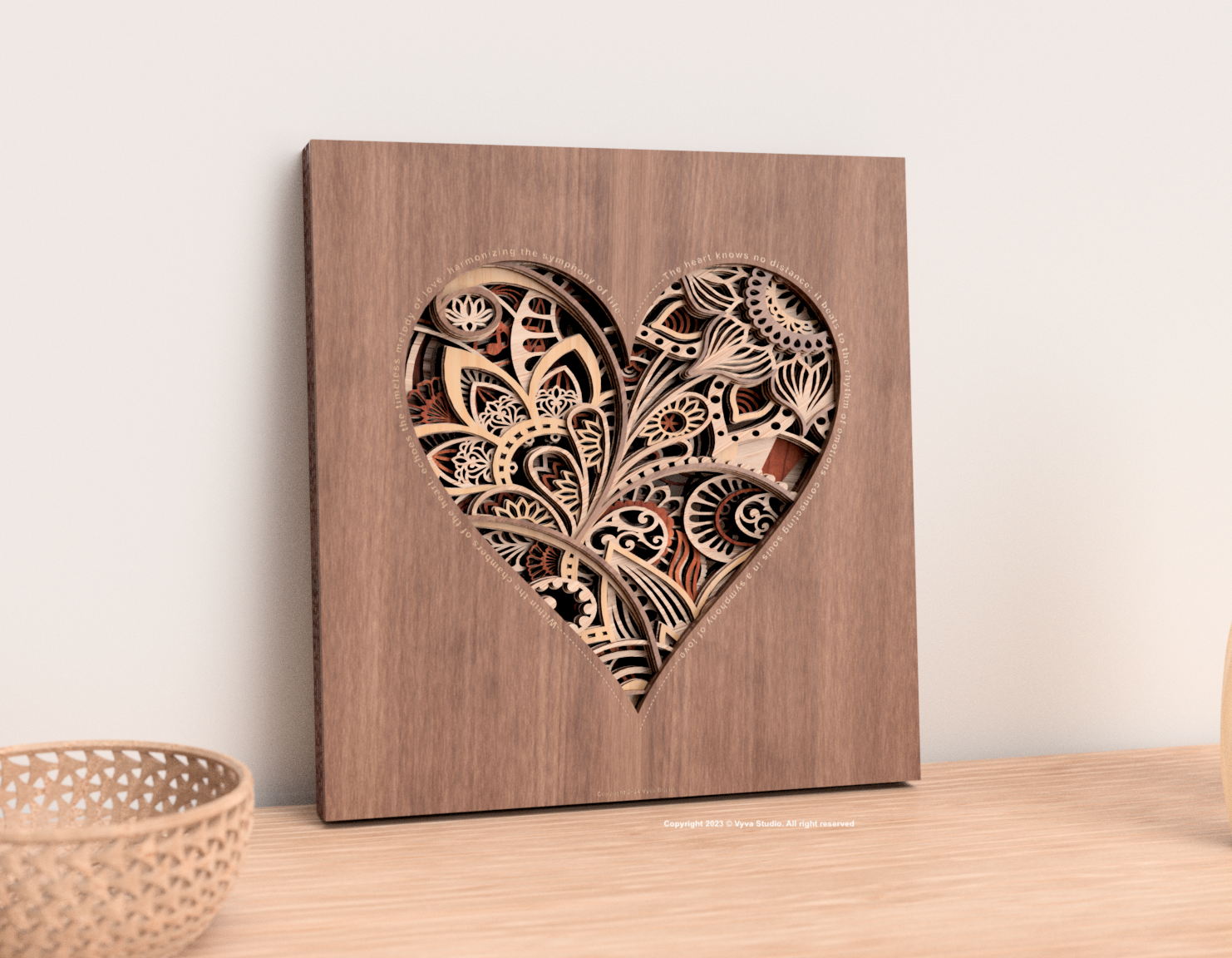 Mandala Heart Svg, 3D Multilayer Laser Cut File, Wood Wall Art, Zen, Vintage Style, Cricut, Glowforge Ready, Instant Digital Download