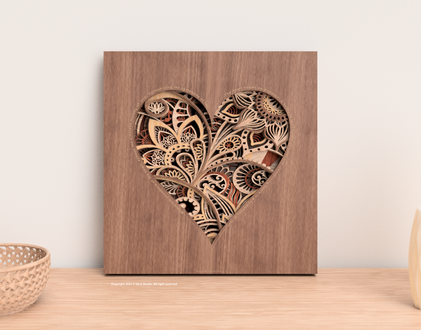 Mandala Heart Svg, 3D Multilayer Laser Cut File, Wood Wall Art, Zen, Vintage Style, Cricut, Glowforge Ready, Instant Digital Download