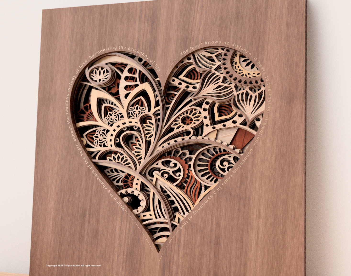 Mandala Heart Svg, 3D Multilayer Laser Cut File, Wood Wall Art, Zen, Vintage Style, Cricut, Glowforge Ready, Instant Digital Download