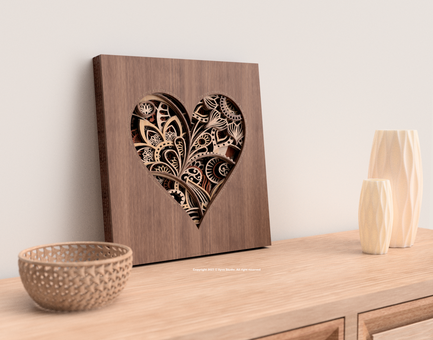 Mandala Heart Svg, 3D Multilayer Laser Cut File, Wood Wall Art, Zen, Vintage Style, Cricut, Glowforge Ready, Instant Digital Download
