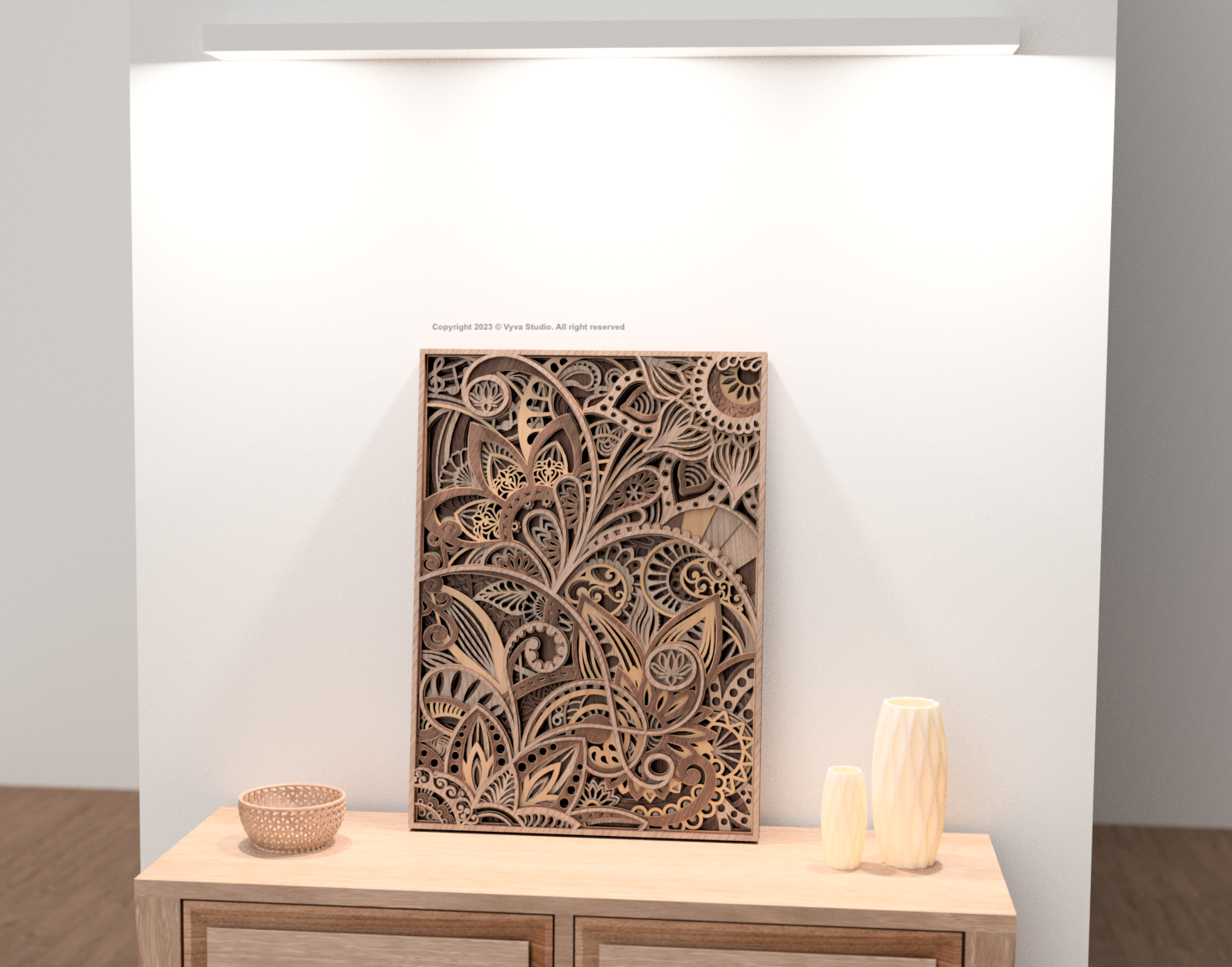 Laser Cuting Files for creating 3D multilayered vintage flower wall art - A0015