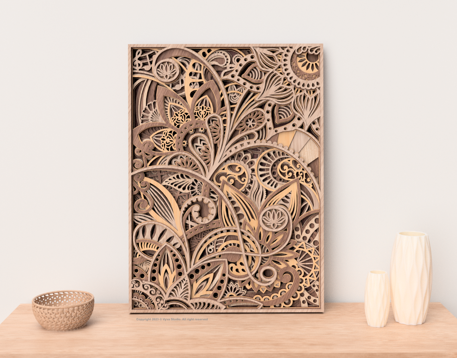 Laser Cuting Files for creating 3D multilayered vintage flower wall art - A0015
