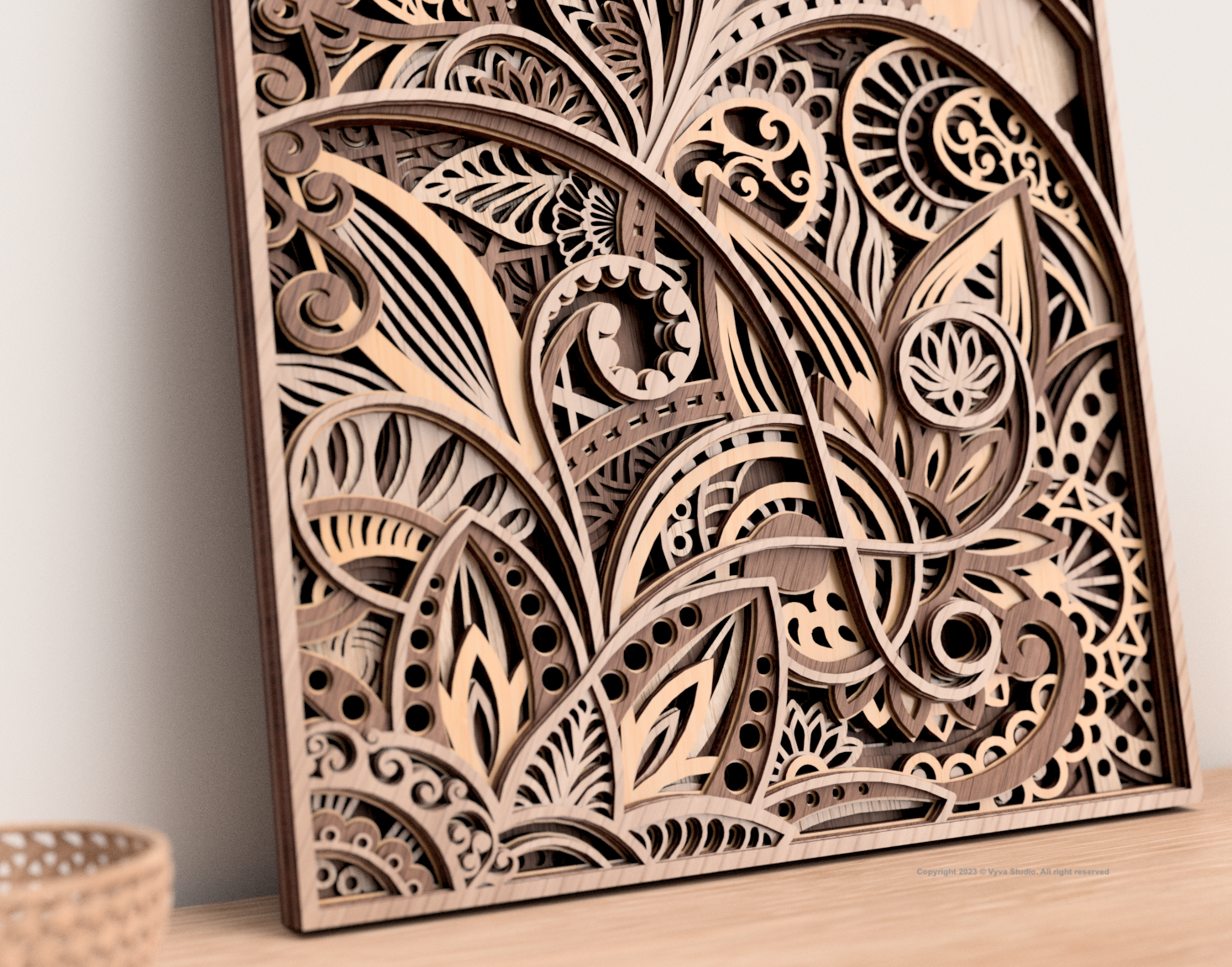 Laser Cuting Files for creating 3D multilayered vintage flower wall art - A0015