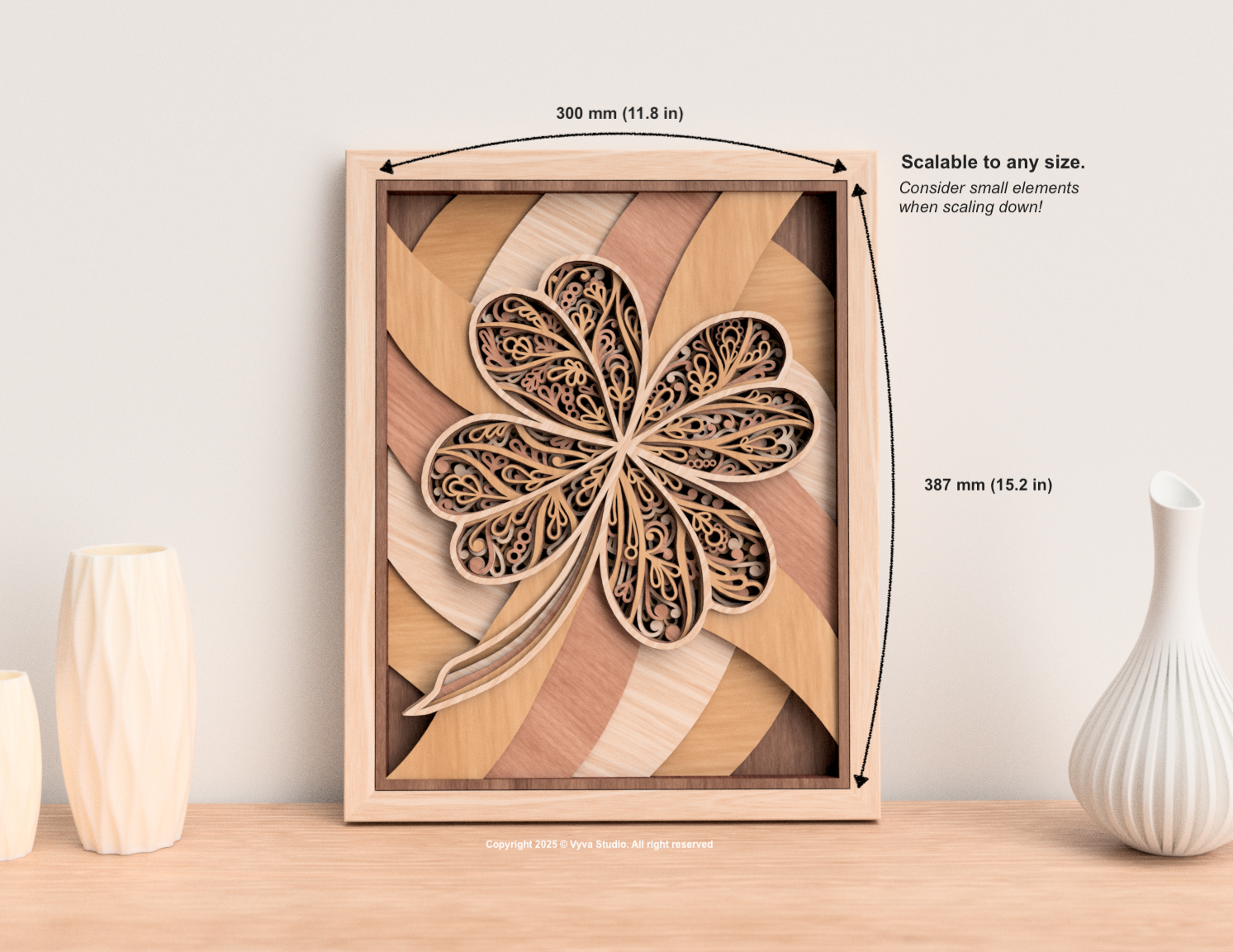 3D Mandala Laser Cut Files, Four-Leaf Clover Wall Art SVG, Layered Mandala - A0055