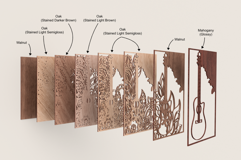 The Guitar - Laser Cutting File for creating multilayered mandala wall art suitable for laser cut, available in SVG, AI, DXF, Lightburns.