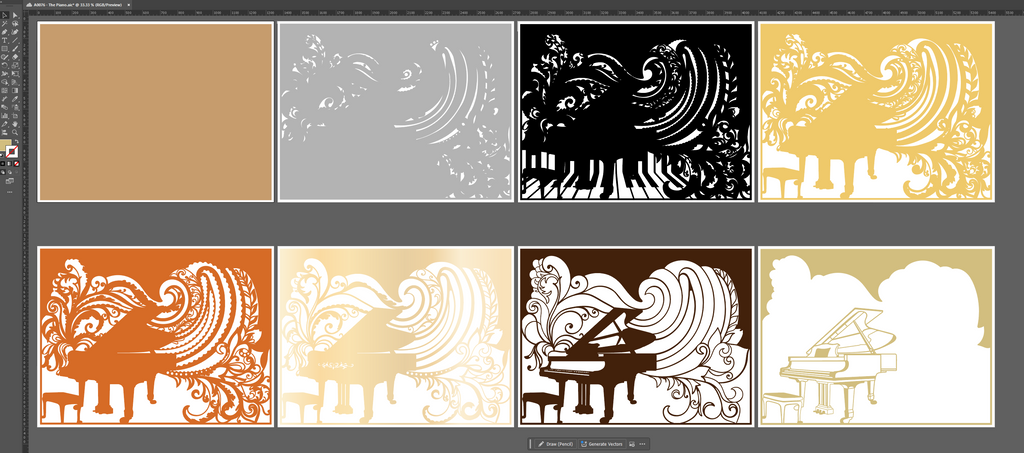 3D Piano Mandala SVG: Baroque Laser Cut Wall Art (Digital Download)