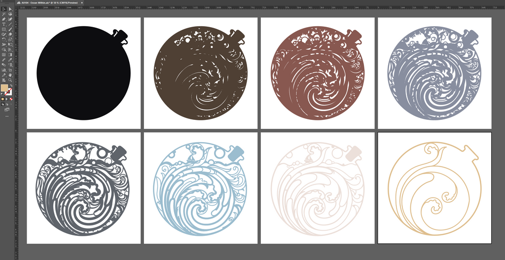 3D Ocean Wave Mandala SVG | Layered Coastal Wall Art | Nautical Ocean Decor