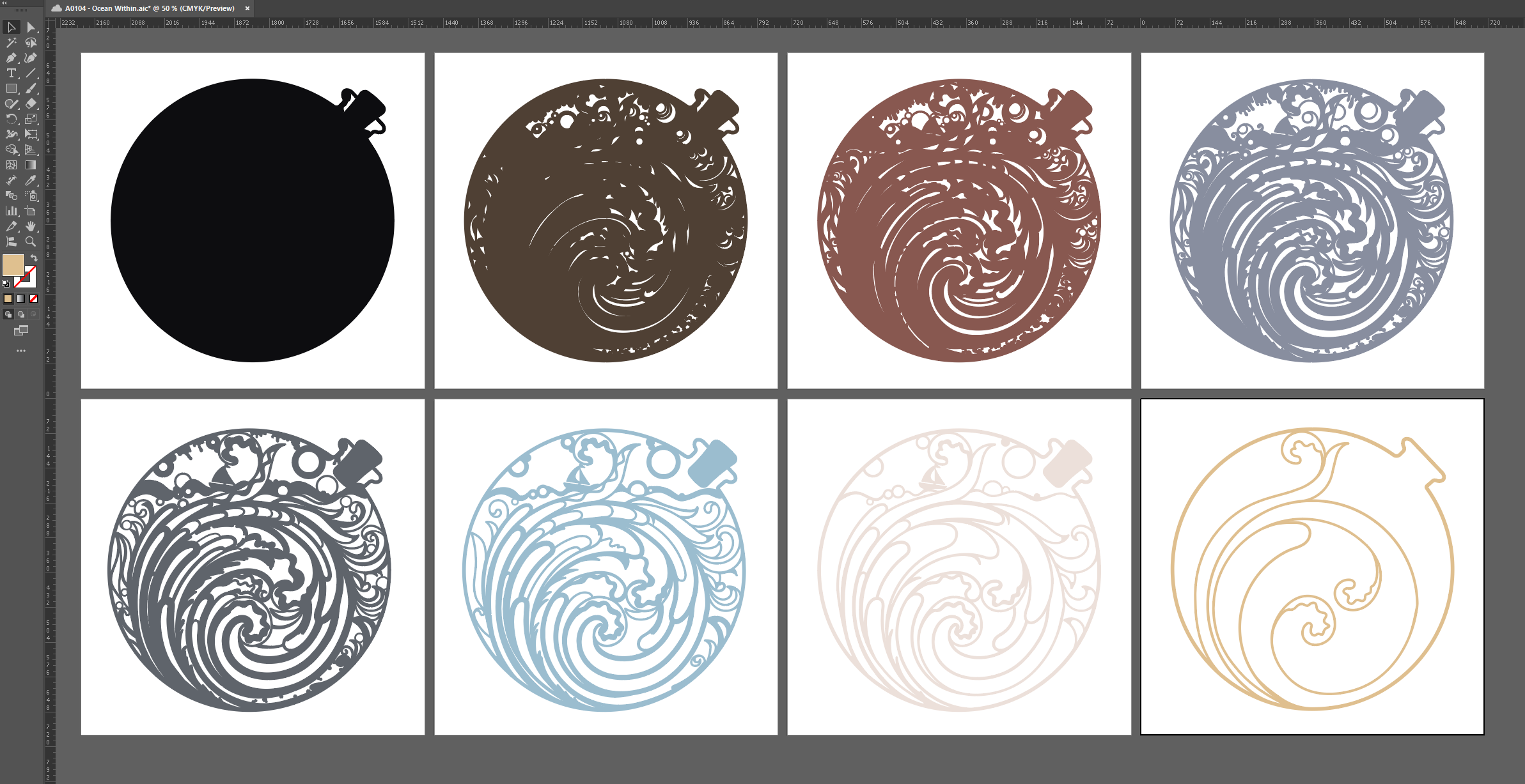 3D Ocean Wave Mandala SVG | Layered Coastal Wall Art | Nautical Ocean Decor