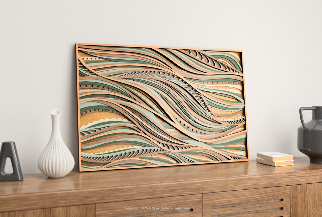 Nature Flow, 3D Layered Wall Art, Laser Cut File - A0079