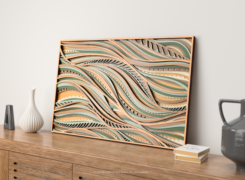 Nature Flow, 3D Layered Wall Art, Laser Cut File - A0079
