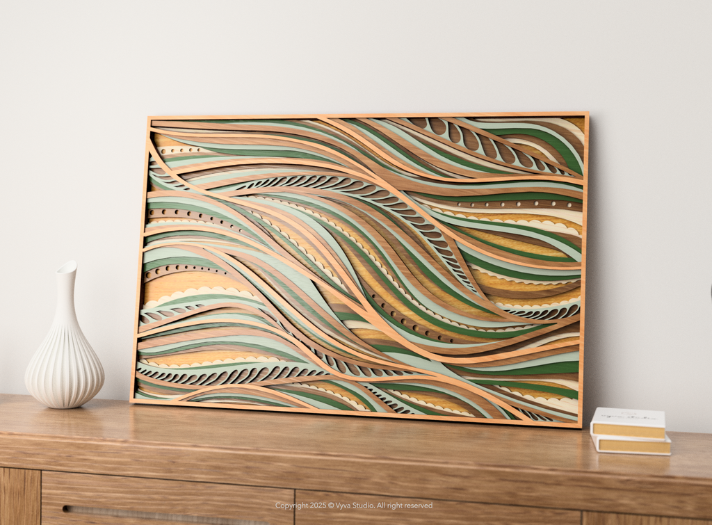 Nature Flow, 3D Layered Wall Art, Laser Cut File - A0079