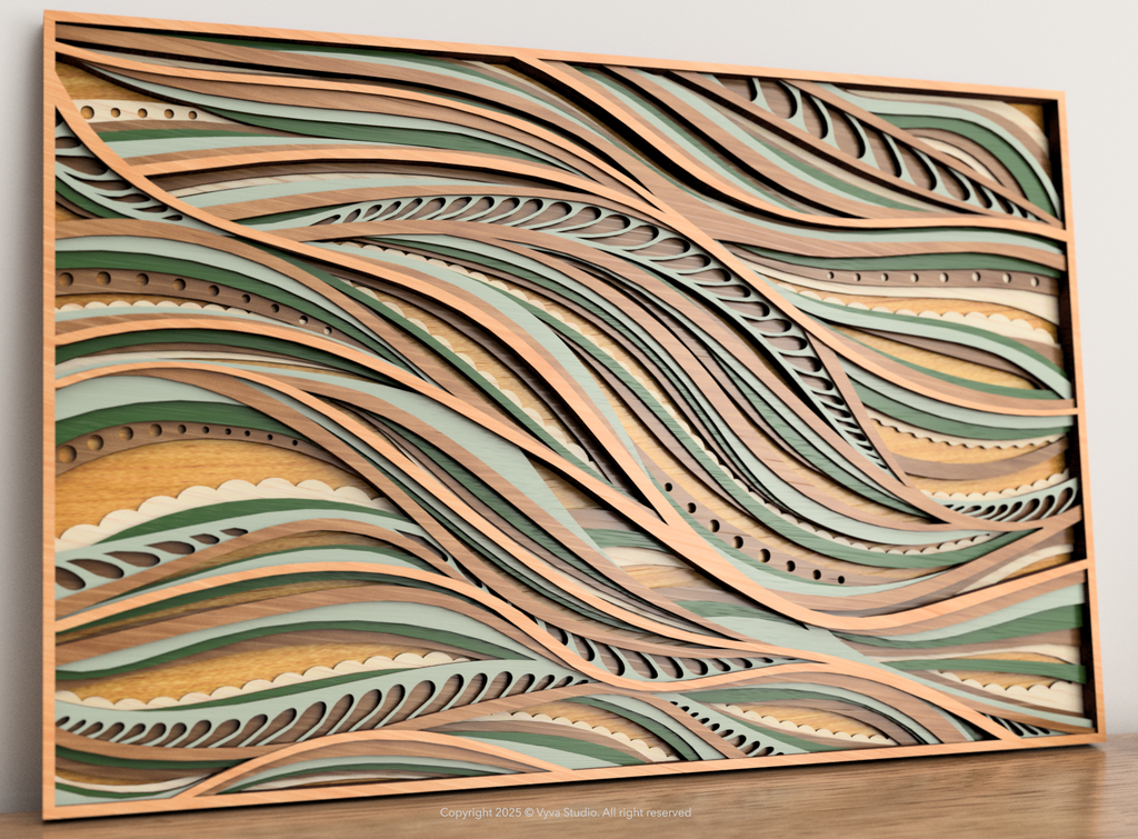 Nature Flow, 3D Layered Wall Art, Laser Cut File - A0079