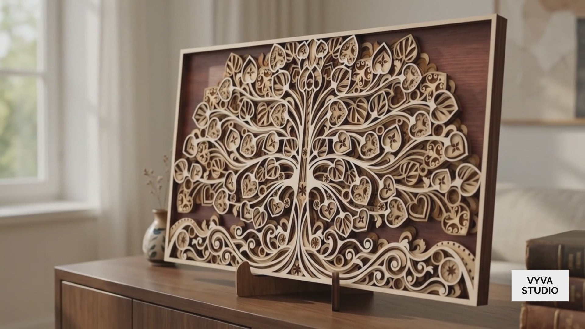 3D Tree of Life Laser Cut File, Layered Mandala Wood Art